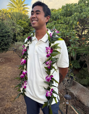 Maile Style Ti Leaf & Tuberose/Orchid Lei