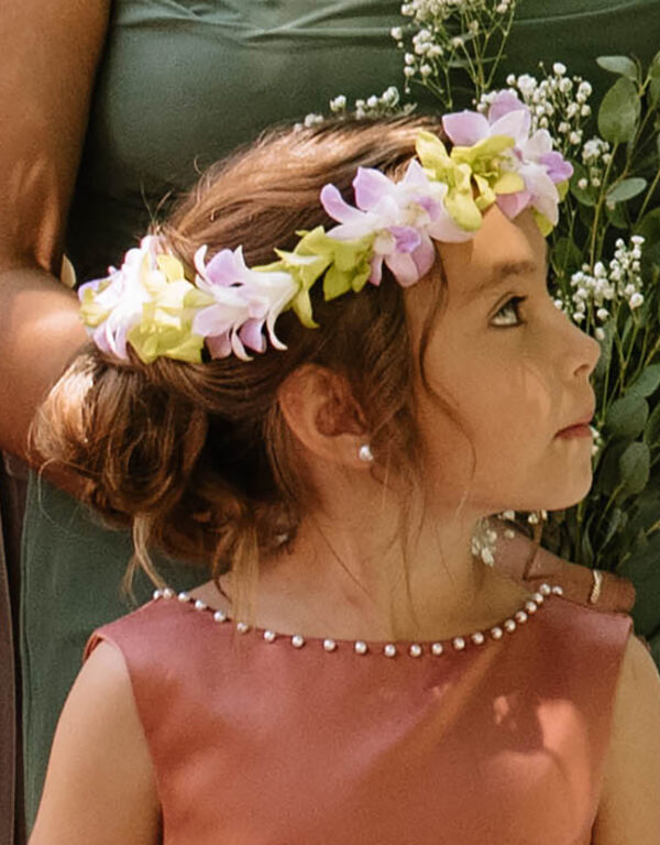 Green & Pink Orchid Lei Po'o