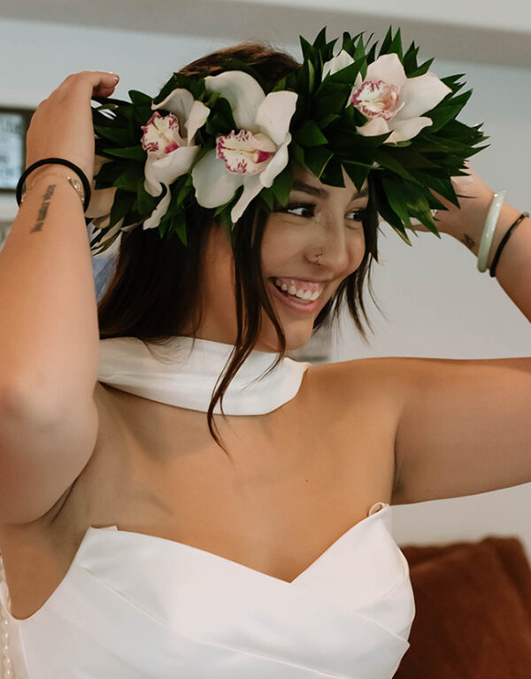 White Cymbidium Orchid Lei Po'o