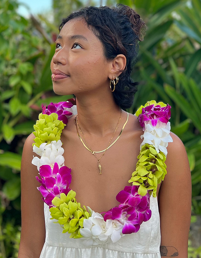 Fresh Double Orchid Lei - Custom Colors